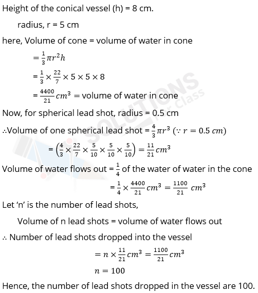 NCERT Solutions For Class 10, Maths, Chapter 13, Surface Areas And Volumes, Exercise 13.2 Q. 5