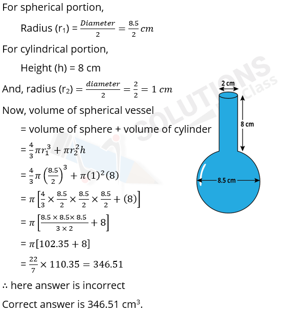 NCERT Solutions For Class 10, Maths, Chapter 13, Surface Areas And Volumes, Exercise 13.2 Q. 8
