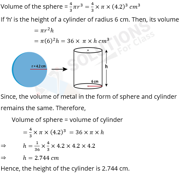 NCERT Solutions For Class 10, Maths, Chapter 13, Surface Areas And Volumes, Exercise 13.3 Q. 1