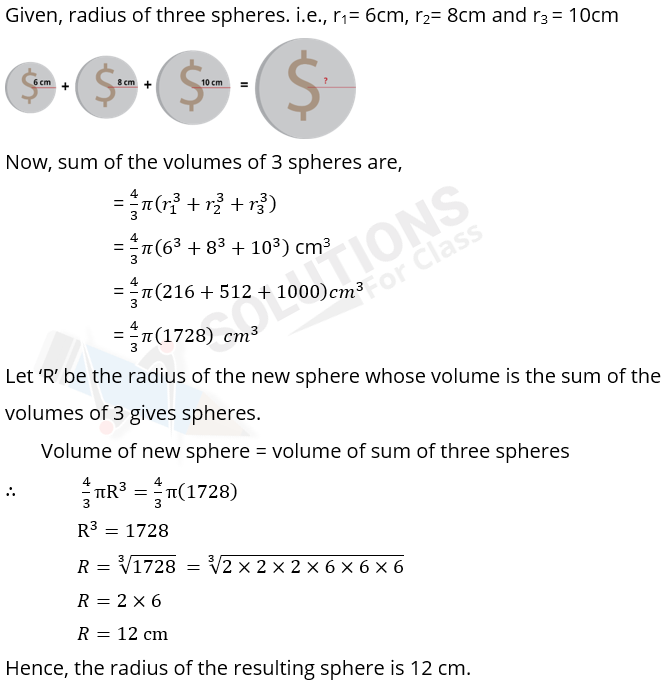 NCERT Solutions For Class 10, Maths, Chapter 13, Surface Areas And Volumes, Exercise 13.3 Q. 2