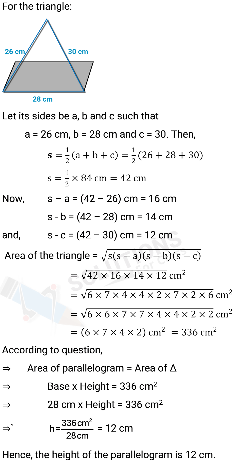 NCERT Solutions for Class 9 Maths Chapter 12 Herons Formula Ex 12.2 Q.4