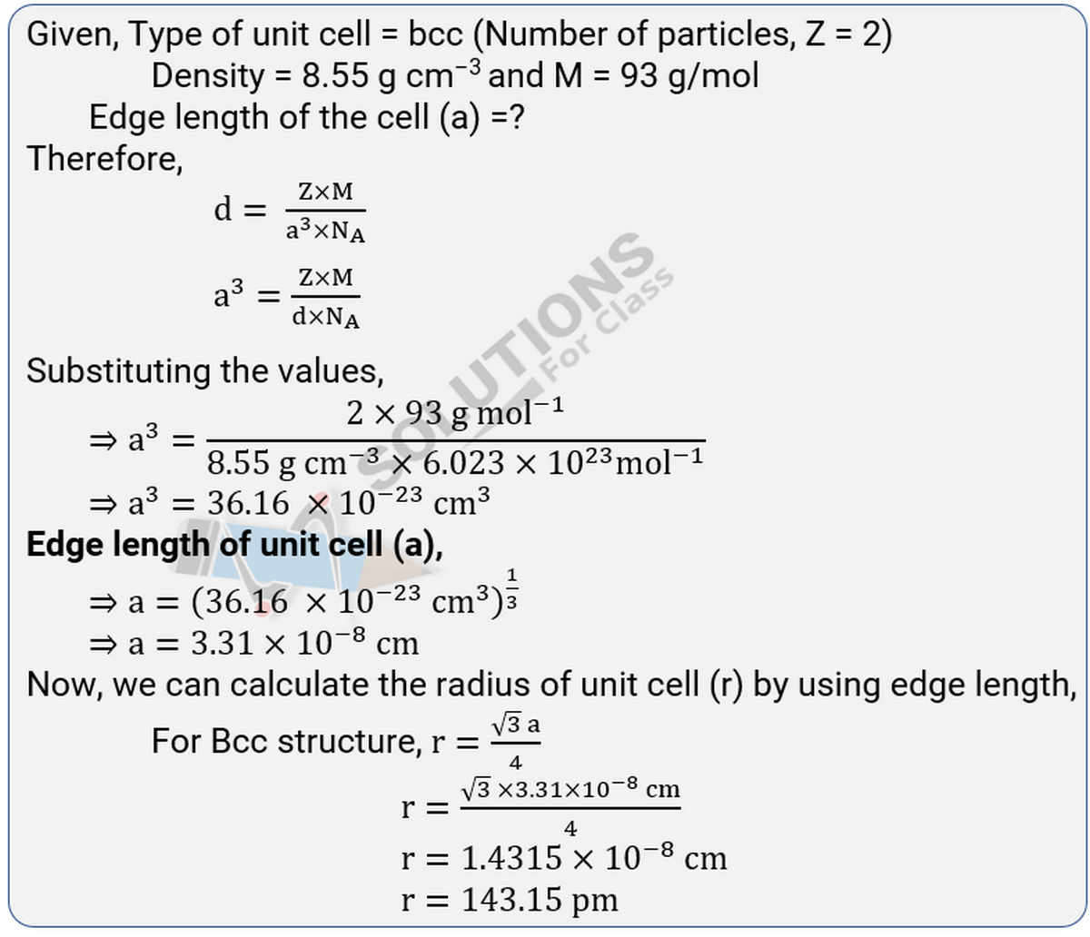 NCERT Solutions for class 12, solid state, q 1.13