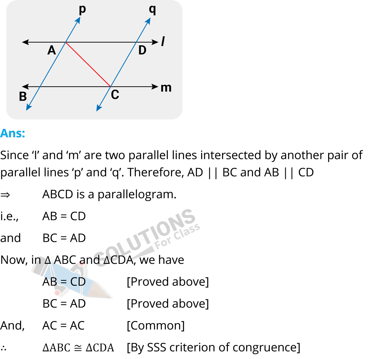 NCERT Solutions For Class 9, Maths, Chapter 7, Exe 7.1 Q.4
