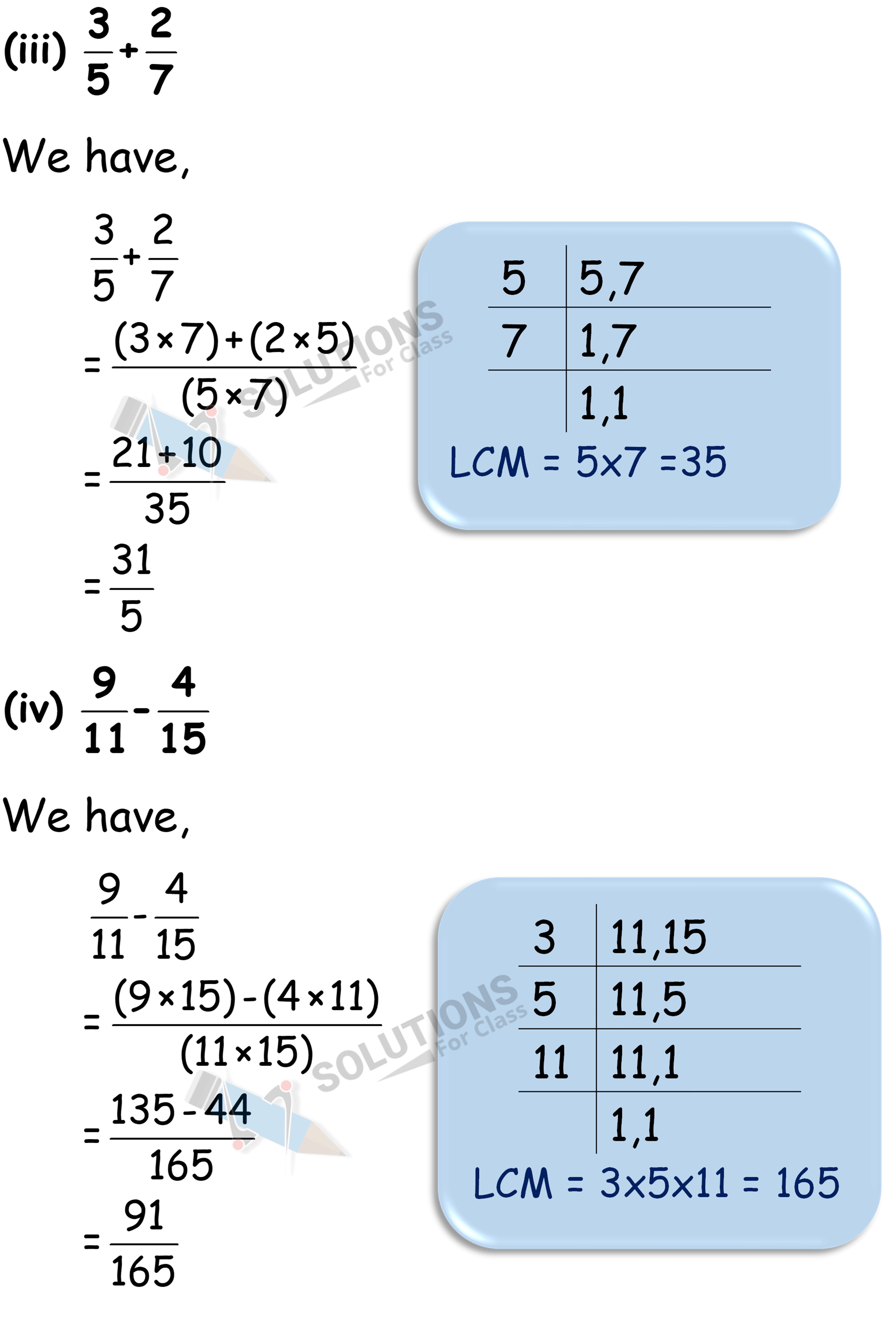 NCERT Solutions For Class 7 Chapter 2, Fractions and Decimals , Exercise 2.1, Q.1 (iii-iv)