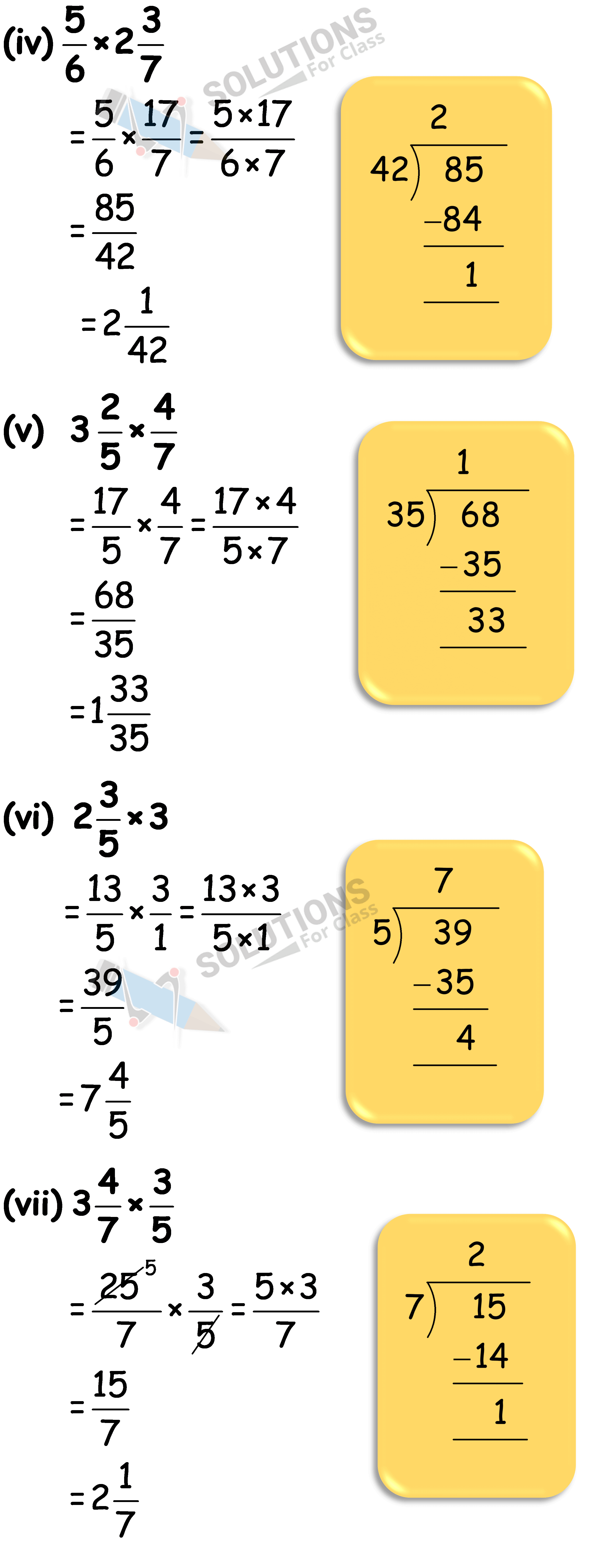 NCERT Solutions For Class 7 Chapter 2, Fractions and Decimals , Exercise 2.3 Q.3 (i-vii)