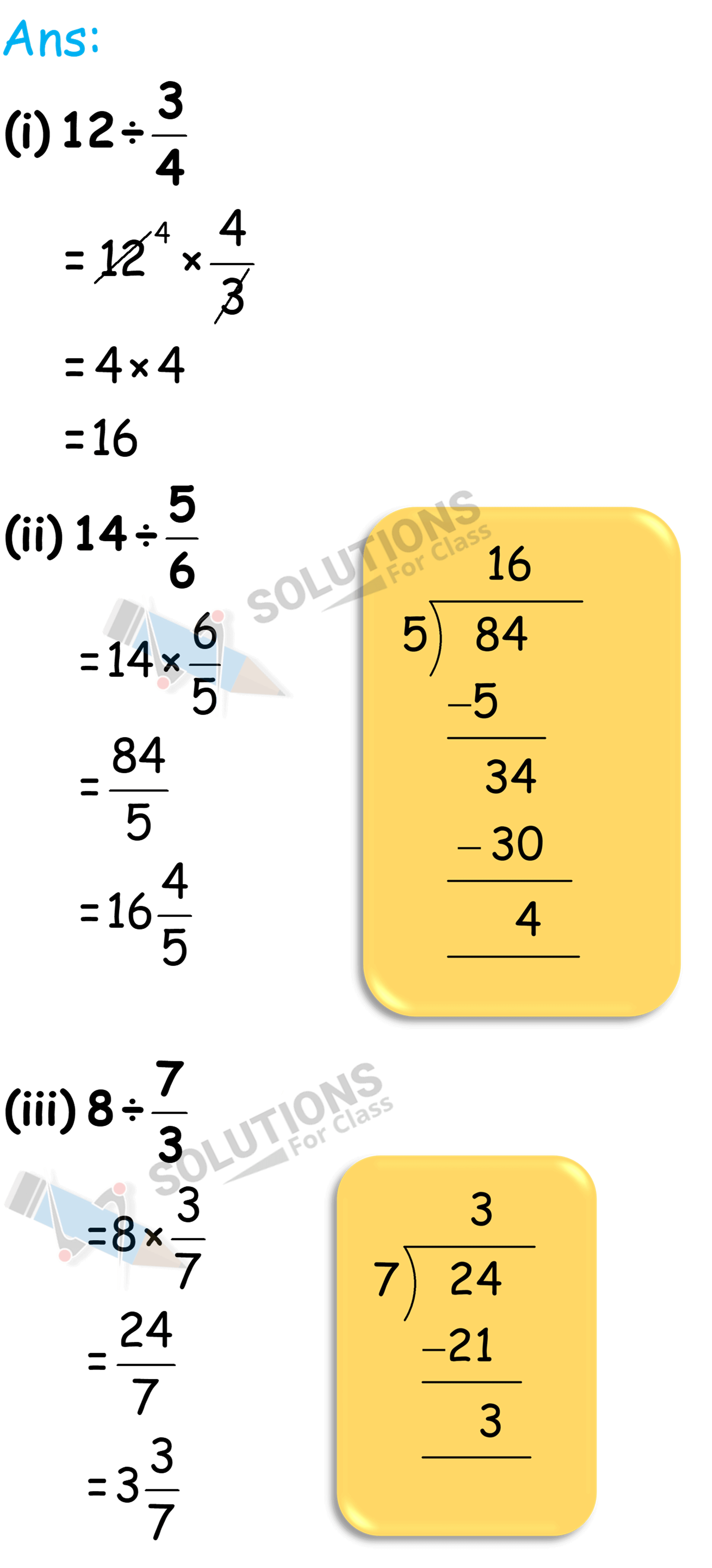 NCERT Solutions For Class 7 Chapter 2, Fractions and Decimals , Exercise 2.4 Q.1 (i-iii)